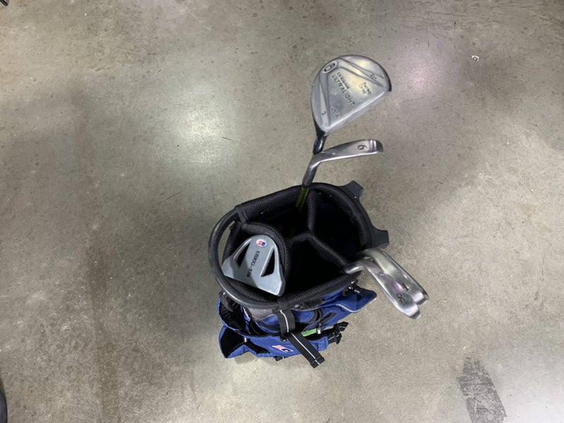 U.S. Kids UL-18 Green Club Set 3W 6 & 8 PW Putter 57-39 Junior RH +Bag - Dent