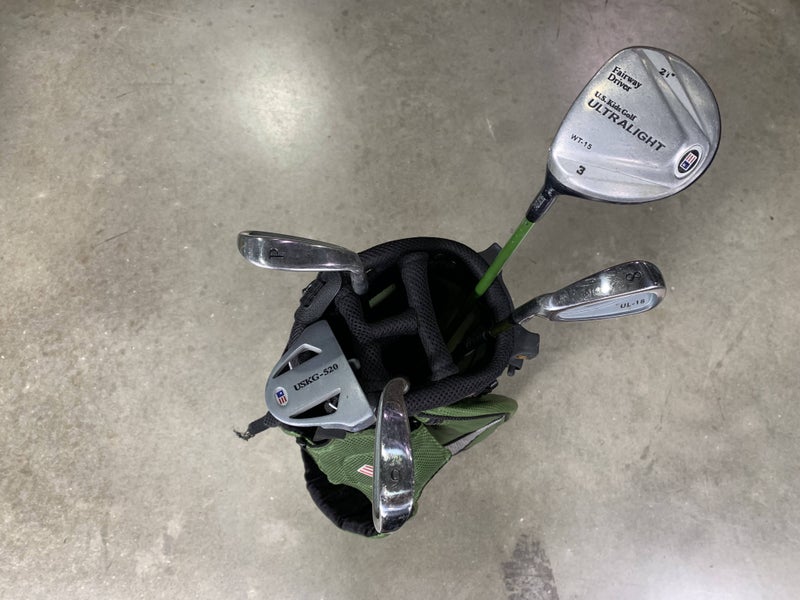U.S. Kids UL-18 Green Club Set 3W 6 & 8 PW Putter Kid Power 57-39 Junior LH +Bag