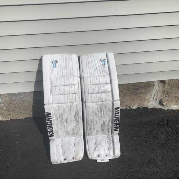 34+2 Vaughn Velocity VE8 Pro Goalie Leg Pads – Senior, White (READ DESCRIPTION)