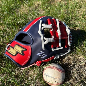 SSK Z9 Maestro 11.5” Red/White/Navy Spiral I Web Infield Baseball Glove