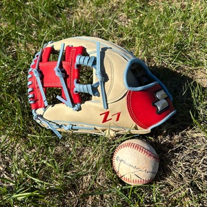 SSK Z7 Specialist LHT 11.5” Camel/Red/Blue Spiral I Web Infield Baseball Glove