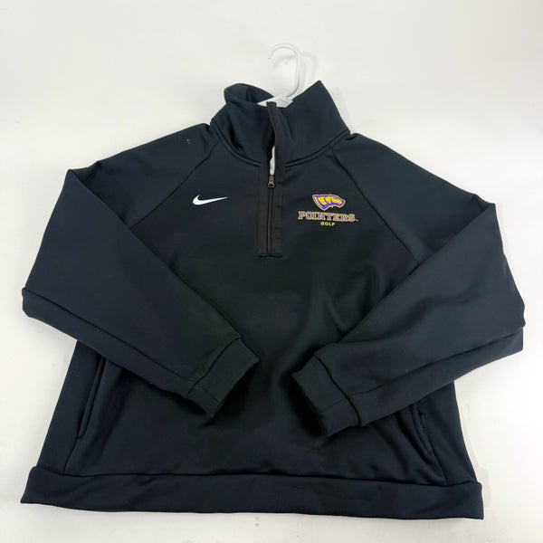 New Black Nike Womens UWSP Pointers Quarter Zip | Womens L | E296