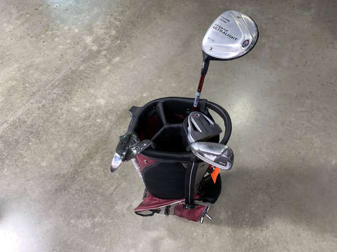 U.S. Kids Golf Wt-10 Club Set 3W 6 & 8 PW Putter Red 60'' Junior LH +Bag