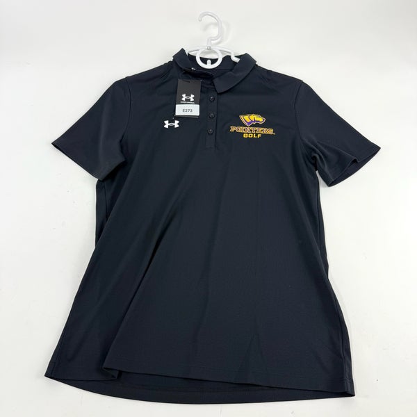 New Black Womens Under Armour UWSP Pointers Golf Polo | Womens M | E273