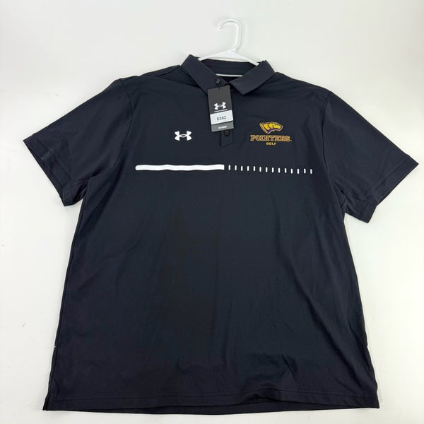 New Black Mens Under Armour UWSP Pointers Golf Polo | Senior XL | E282