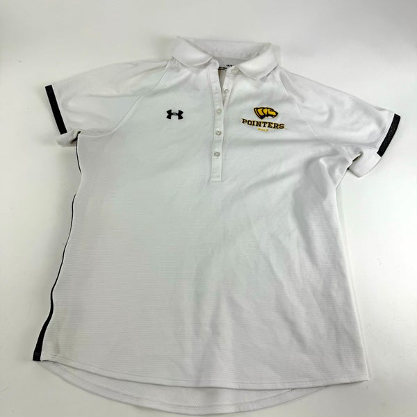 Used White Womens Under Armour UWSP Pointers Golf Polo | Womens L | E302