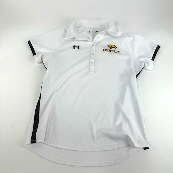 Used White Womens Adidas UWSP Pointers Golf Polo | Womens M | E271