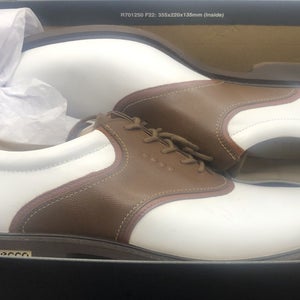 NEW! ECCO Tour Hybrid Saddle Spikeless Golf Shoe Mens 12-12.5 EU 46 White/Brown