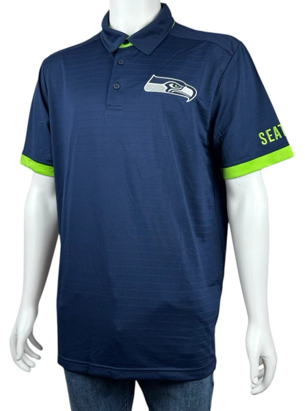 Seattle Seahawks Mens X-Large Pullover Blue Polo Golf Shirt NFL Team Apparel New