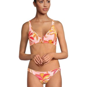 Maaji Victoria Bralette Bikini Top Womens Small Pink Palms V Wire Stretch TLW675