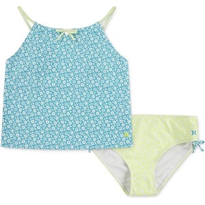 Hurley Tankini Swimwear Sets Kids 14 Turquoise Waves Cool Matcha Stretch TLW681