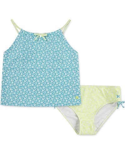 Hurley Tankini Swimwear Sets Kids 14 Turquoise Waves Cool Matcha Stretch TLW681
