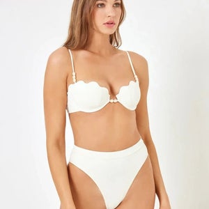 L*Space Sunrise Shell Bikini Top Women's S Cream Adjustable Slider Straps TLW682