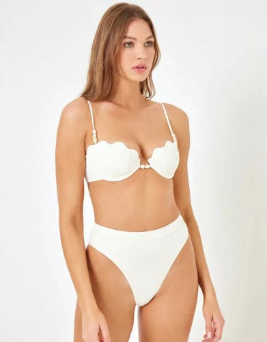 L*Space Sunrise Shell Bikini Top Women's S Cream Adjustable Slider Straps TLW682