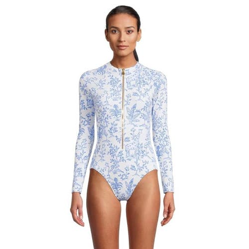 Lilly Pulitzer Randee Rashguard One-Piece Women 14 White Stretch Swimsuit TLW687