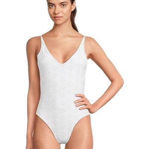 Beach Riot Reese One-Piece Women's Large White Magnolia Stretch Swimsuits TLW651