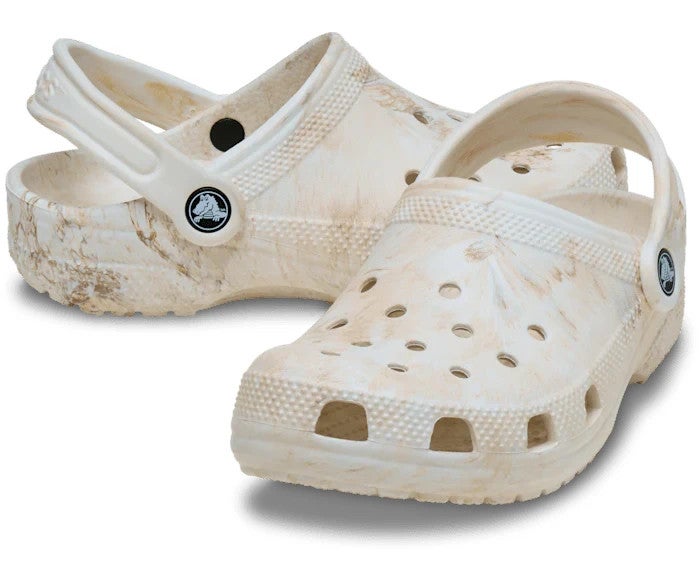 Crocs Classic Watercolor Marbled Clog Kids 4 Bone Swirl Slip On Shoes TLW696