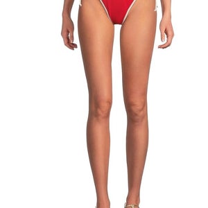 L*Space Levy Bikini Bottom Women's Medium Flame Cream Stretch Side Tie TLW686