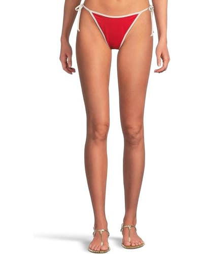 L*Space Levy Bikini Bottom Women's Medium Flame Cream Stretch Side Tie TLW686