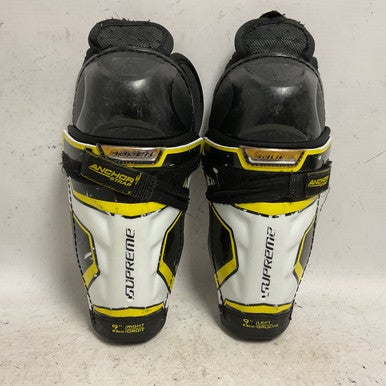 Used Bauer SUPREME 2S PRO Youth Shin Guards White/Black/Yellow 9" 11855-S000194884