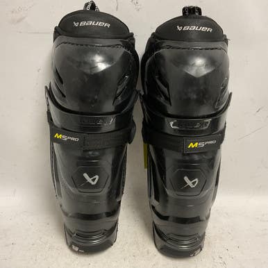 Used Bauer SUPREME M5 PRO Intermediate Shin Guards Black And Optic Yellow 13" 11855-S000194864