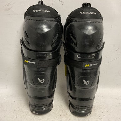 Used Bauer SUPREME M5 PRO Intermediate Shin Guards Black And Optic Yellow 13" 11855-S000194864