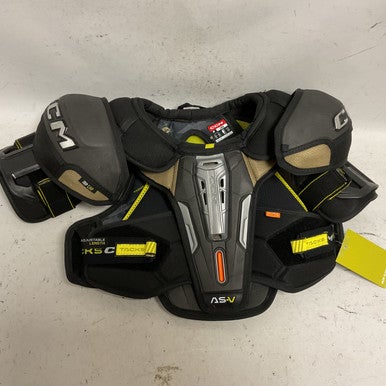 Used CCM TACKS AS-V Junior Shoulder Pads Black And Natural LG 11855-S000194865