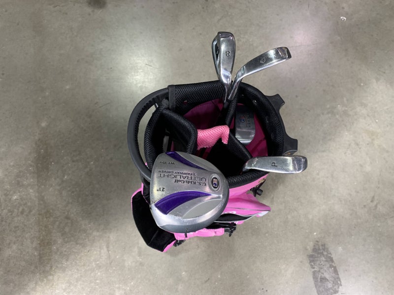 U.S. Kids WT-15 Purple Club Set 3W 6 & 8 PW Putter 54"JR Girls RH +Bag
