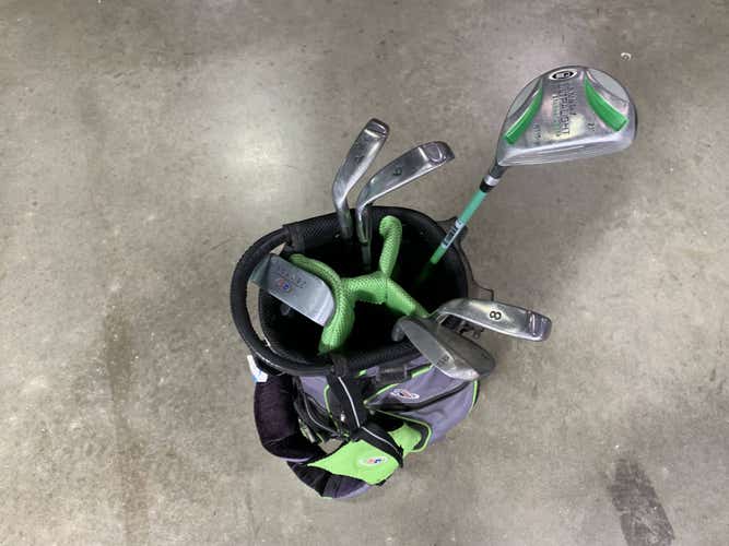 U.S. Kids WT-15 Green Club Set 3W 6 & 8 PW SW Putter 57" Junior RH +Bag