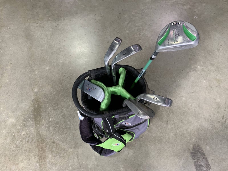 U.S. Kids WT-15 Green Club Set 3W 6 & 8 PW SW Putter 57" Junior RH +Bag