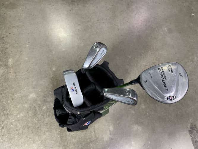 U.S. Kids UL-18 Green Club Set 3W 8i PW Putter Kid Power 57-39 Junior LH +Bag