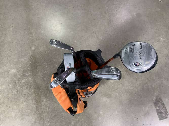 U.S. Kids UL-24 Orange Club Set 3W 6 & 8 PW Putter KidPower 51-35 Junior LH +Bag