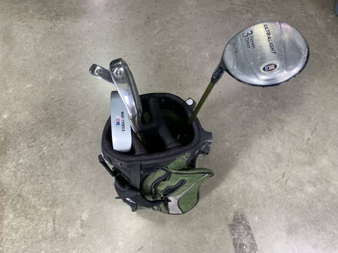 U.S. Kids UL-18 Green Club Set 3W 6 & 8 PW Putter Kid Power 57-39 Junior LH +Bag