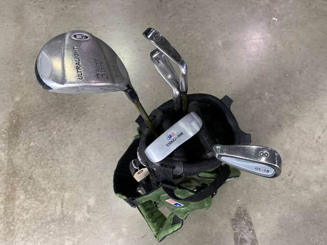U.S. Kids UL-18 Green Club Set 3W 6 & 8 PW Putter 57-39 Junior LH +Bag - Dent