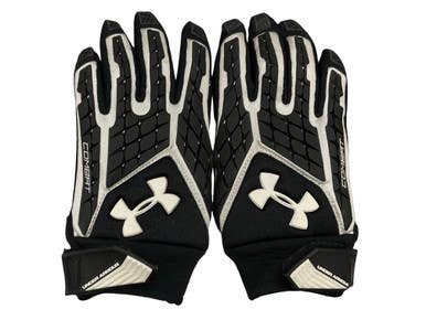 Used Under Armour FOOTBALL LINEMEN GLOVES FB Gloves Black MD 11859-S000027019