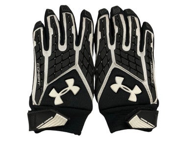 Used Under Armour FOOTBALL LINEMEN GLOVES FB Gloves Black MD 11859-S000027019