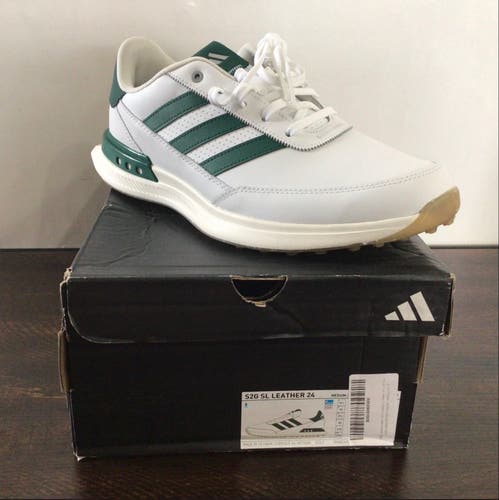 Men's Size M 10 Adidas S2G Spikeless Leather Golf Shoes White Green  (New)