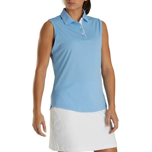 FootJoy ProDry Interlock Sleeveless Golf Polo Shirt Top Light Blue Medium NEW!