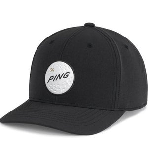 PING Gutty Flexfit 110 Snapback Adjustable Golf Hat Cap Black NEW