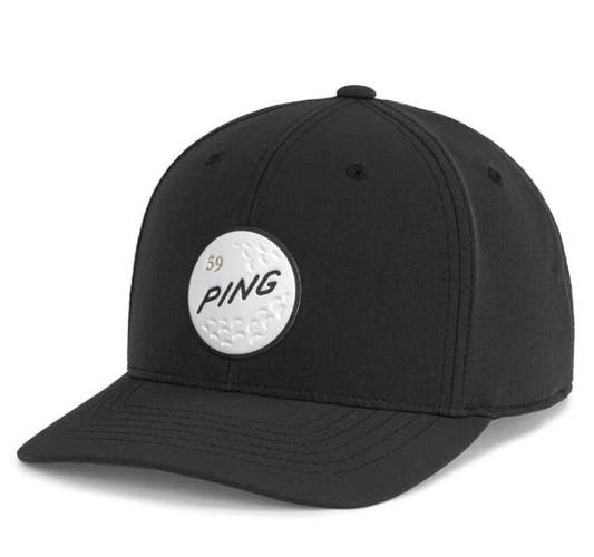 PING Gutty Flexfit 110 Snapback Adjustable Golf Hat Cap Black NEW