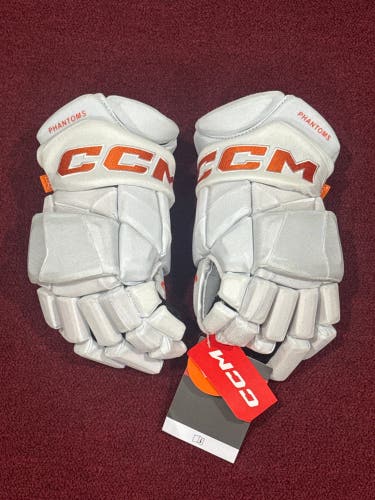 Lehigh Valley Phantoms White Out CCM HGPJSPP Gloves 15" Pro Stock (New) Item#WO15