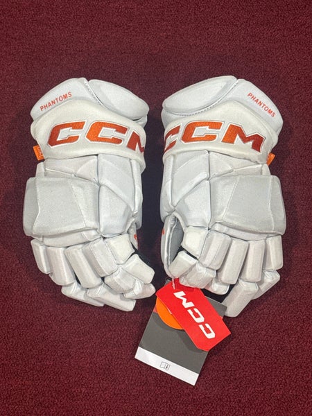 Lehigh Valley Phantoms White Out CCM HGPJSPP Gloves 15" Pro Stock (New) Item#WO15