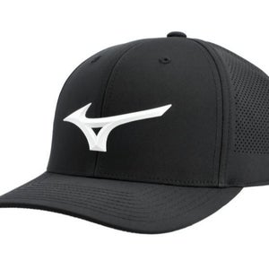 Mizuno Tour Vent FlexFit 110 Snapback Golf Hat Cap One Size Black NEW