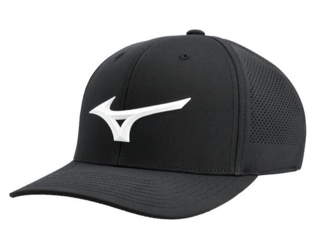 Mizuno Tour Vent FlexFit 110 Snapback Golf Hat Cap One Size Black NEW