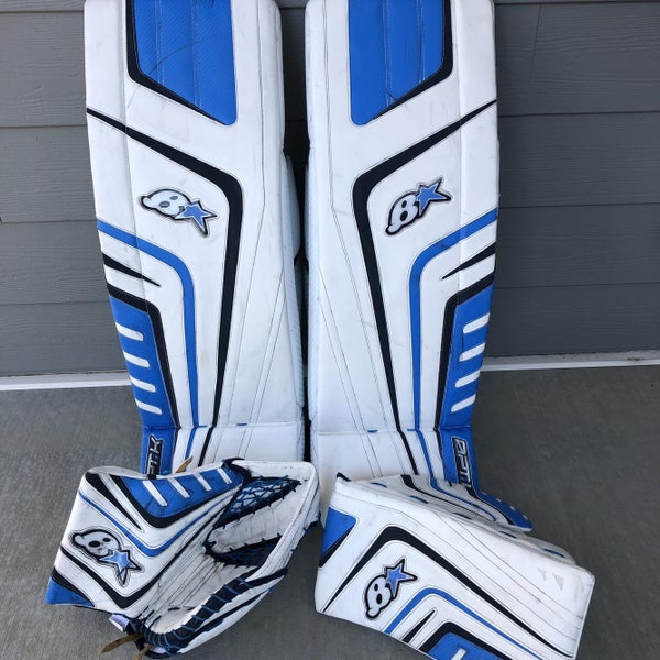 White Used 35" Regular Pro Stock Goalie Full Set (READ DESCRIPTION)
