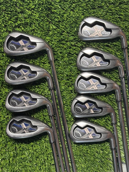 Right Handed Callaway X-18 Iron Set 3-PW, SW Steel Shaft Regular Flex Very Good