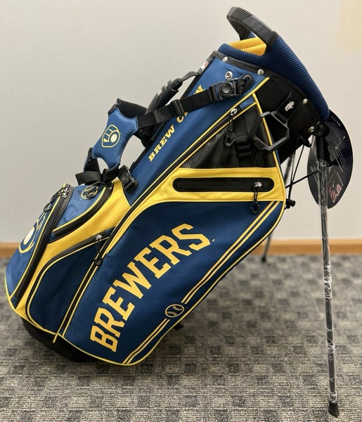 Milwaukee Brewers Lightweight Golf Stand Bag 14-Way Navy/Yellow Team Effort NEW!