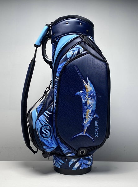 Scales Tropical Marlin Cart Bag Blue 6-Way Divide Single Strap Golf Bag NEW