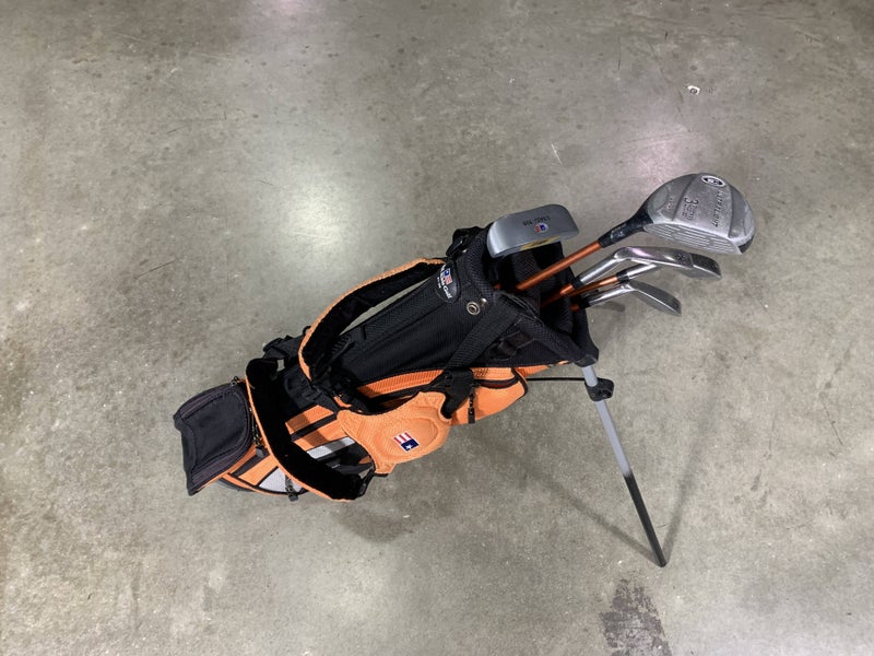 U.S. Kids UL-24 Orange Club Set 3W 6 & 8 PW Putter KidPower 51-35 Junior RH +Bag