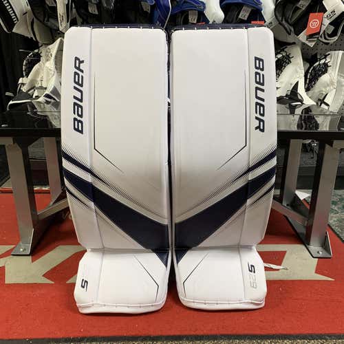 NEW Bauer Supreme S29 Goalie Pads – Intermediate Large (32+1) | White Navy (READ DESCRIPTION)